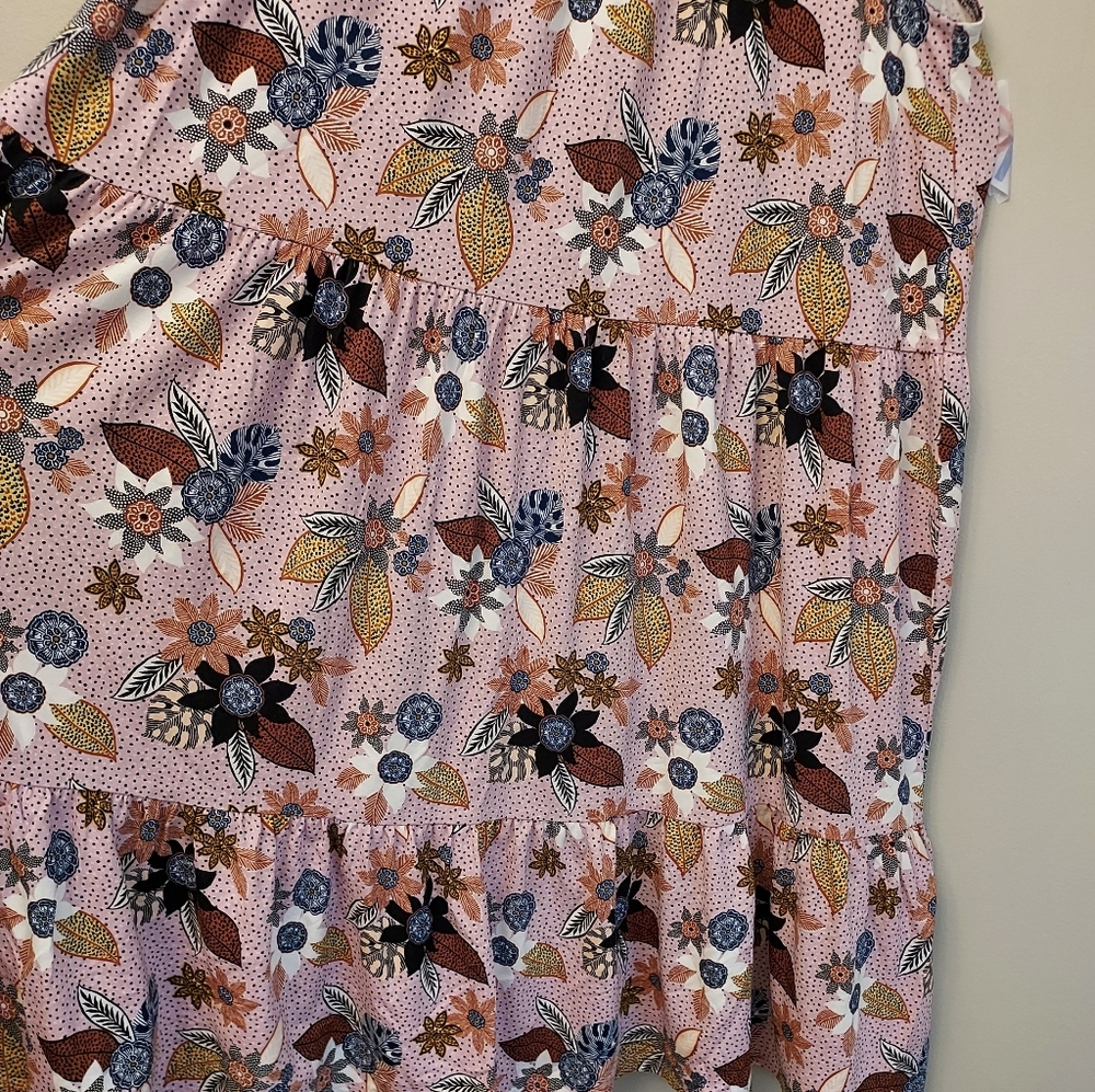 LOFT Rose Pink Floral Sleeveless Halter Tiered Knit Dress Medium NEW NWT - Picture 5 of 10